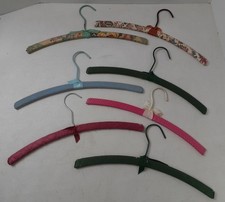 Lot of 7 Wooden Hangers Fabric  Satin Covered Slight Curve 16" Wood Hanger 226