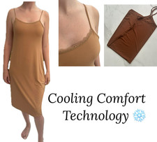 Ladies Ex Marks Full Slip Cooling Flexi Fit Chemise Brown Nude Anti Static NEW