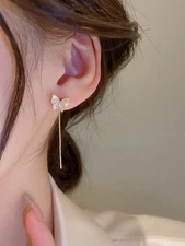 Aretes Violadores Para Fiesta Gala Aritos De Mujer Largos Onda Larga Elegantes