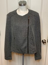 Catherine Malandrino Gray Speckled Asymmetrical Zip-Up Jacket Sze XL NWT! $180