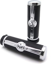 Chromed Handlebar Skull Grips to Compatible with 96-07 Touring Models and96-late
