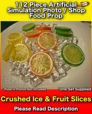 112 Piece Artificial Crushed Ice & Fruit Slices Simulation Food Photo Prop Set