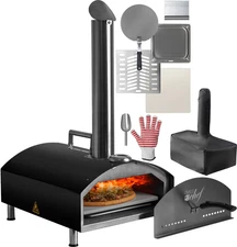 Outdoor Pizza Oven with 2-In-1 Pizza and Grill Oven Functionality, 13" Pizza Sto