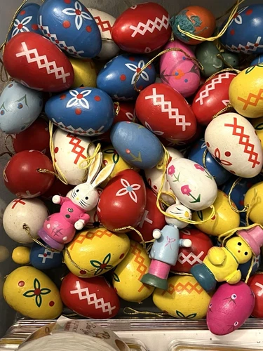 Set Of 71 Mini Wood Easter Ornaments Spring