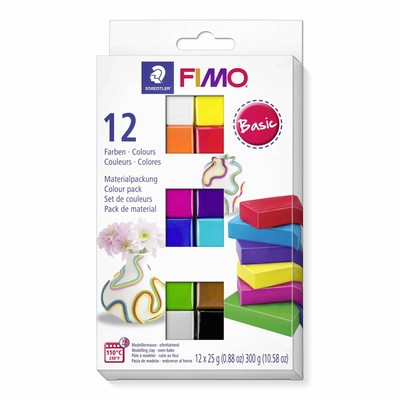 FIMO ofenhärtende Modelliermasse FIMO soft 8023 Basic Colours, 12 x 25g...