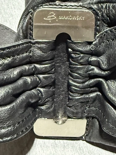 B. MAKOWSKY Shoulder Hobo Purse Black Soft Pebble Leather Bag Magnetic Snap