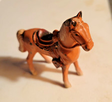 Vintage Metal Die Cast Brown Horse and Saddle Figurine Japan