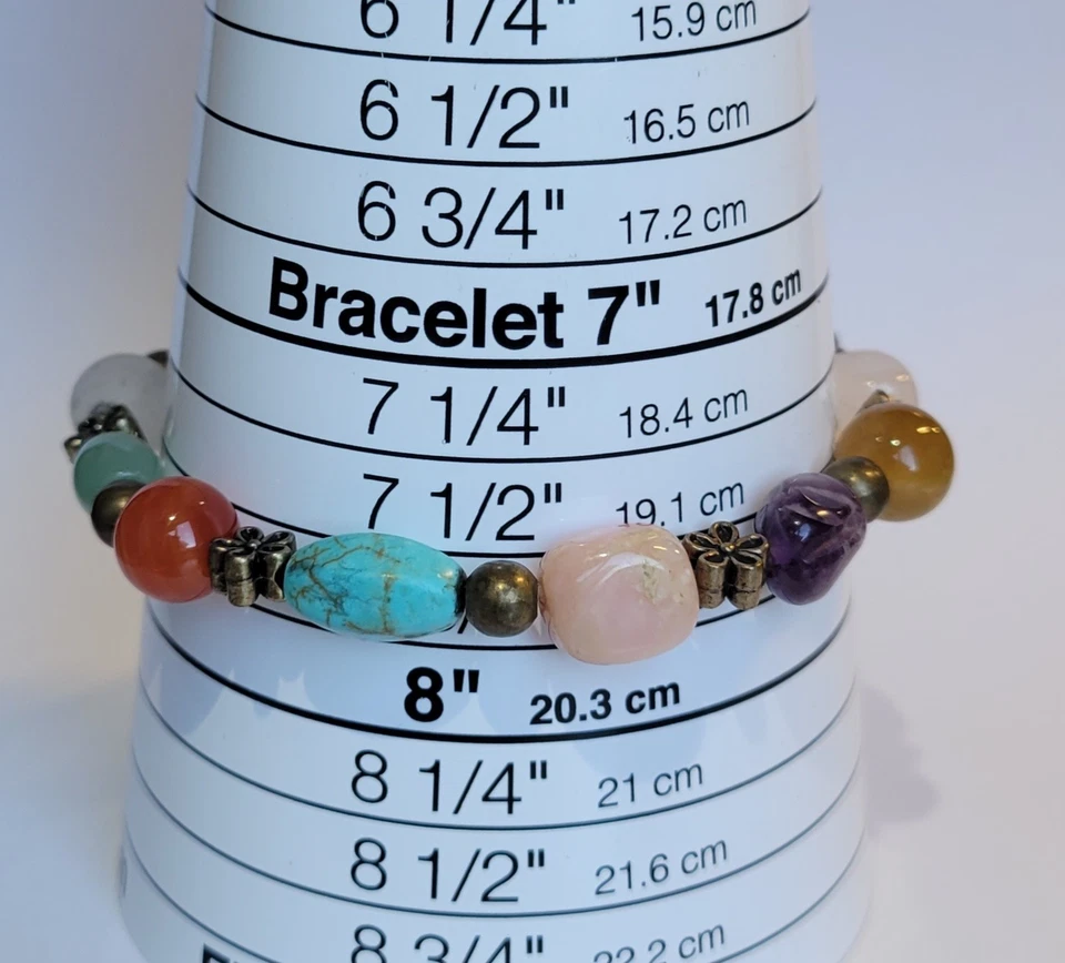 Amethyst Chalcedony Sodalite Agate Tigers Eye Gemstone Stretch Bracelet 7.5 Inch - Image 4 of 4