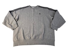 Vintage Y2K Adidas Men's XL Long Sleeve Gray Sweatshirt 3-Stripe Crewneck Pullov