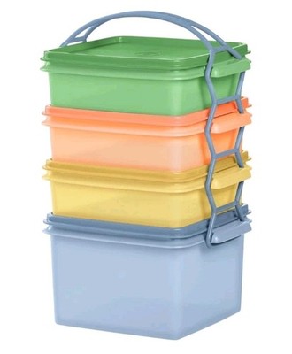 Tupperware 9-piece Carry-All Sheer Stackable Container Set Multicolor New