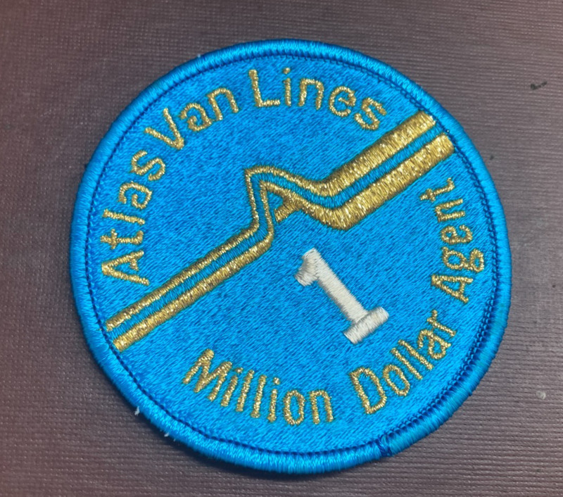 Atlas Van Lines Million Dollar Agent patch #1 Blue Embroidered Round