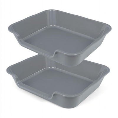 Ying Tutu Extra Large Cat Litter Box 2 Pack 24 x 20 Gray