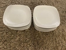 Vintage ROYAL NORFOLK Plate Ceramic White Square Set Of 10