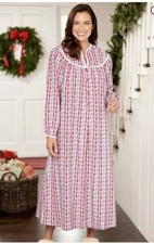 Lanz of Salzburg Valentine Flannel Hearts Flowers Nightgown Pockets Size M