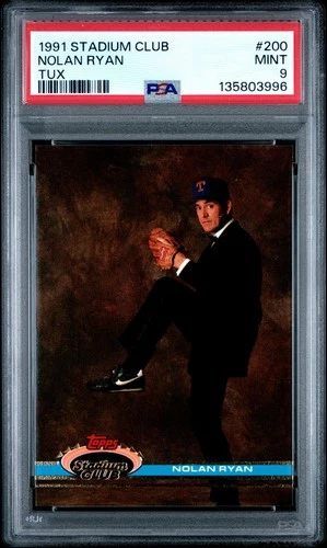 1991 STADIUM CLUB BASEBALL Nolan Ryan TUX CARD #200 PSA 9 MINT