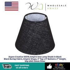 Aspen Creative 56019, Empire Uno Lamp Shade in Black Black Burlap Fabric, Empire