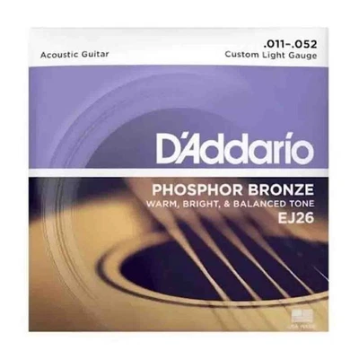 3PACK D'Addario EJ26 Phosphor Bronze Custom Light 11-52 Acoustic Guitar Strings