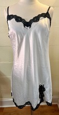Vtg Y2K Victoria s Secret White Black Satin Camisole Slip Dress Size Large