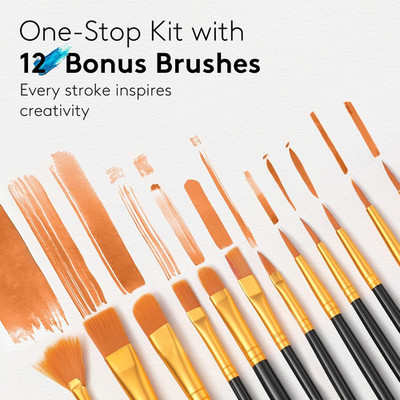 Acrylic Paint Set, 24 Colors (2 Oz/Bottle) with 12 Art Brushes, Art Supplies ...