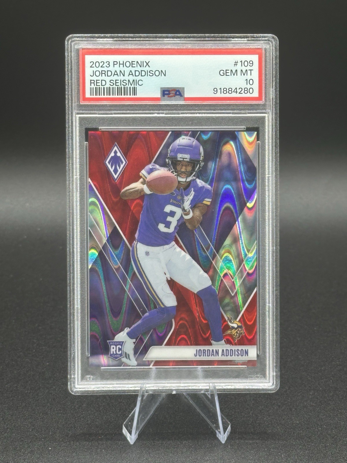 2023 Panini Phoenix - Rookies Jordan Addison #109 Red Seismic /199 (RC)