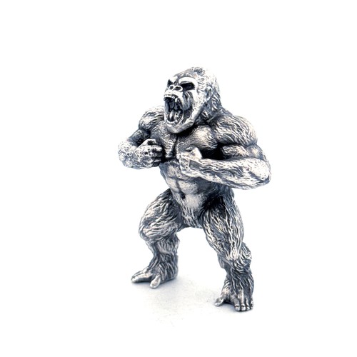 Estatua de gorila de plata pura espartano 999+ de oro de 6 oz - Regalo coleccionable de lujo - Imagen 2 de 7
