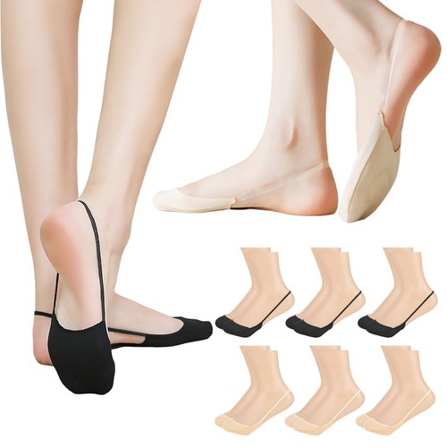 6 Pairs Toe Topper Socks with Invisible SlingBack,No Show Sock Womens for Flats