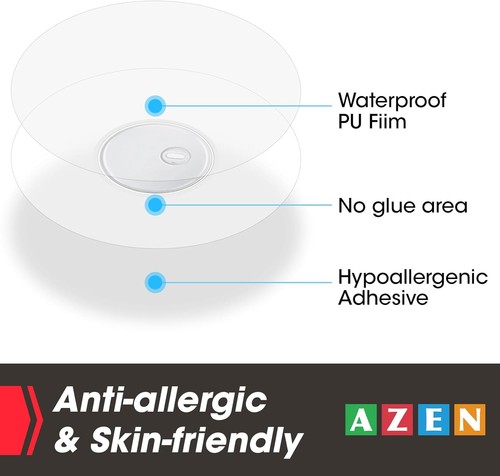 AZEN 60 Pack Copri Sensore Freestyle per Libre 3, Adesivo Impermeabile Confezione da 60 - Foto 5 di 6