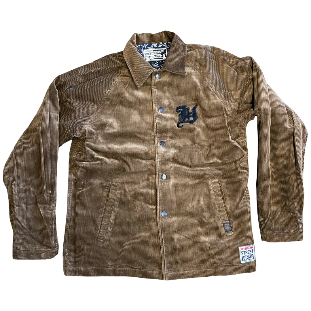 Vintage NOS Vision Street Wear Mens Corduroy Coach Jacket SAMPLE Size Large