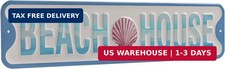 Metal Beach House Sign, 16 4 Inch Coastal Themed Wall Decor, Beachy Wall Art Roo