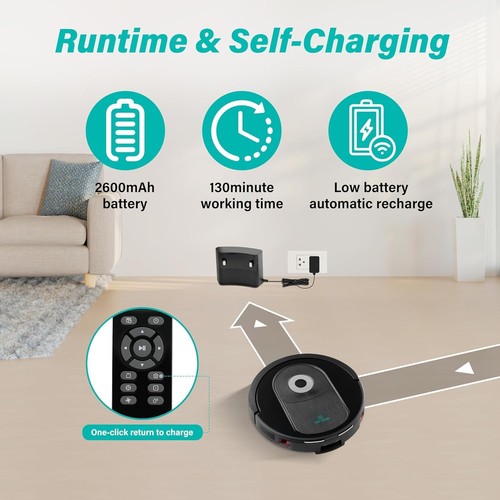 Robot Vacuum and Mop Combo, 4000Pa Suction, Self-Charging Smart Vacuum Cleaner w - Picture 5 of 11