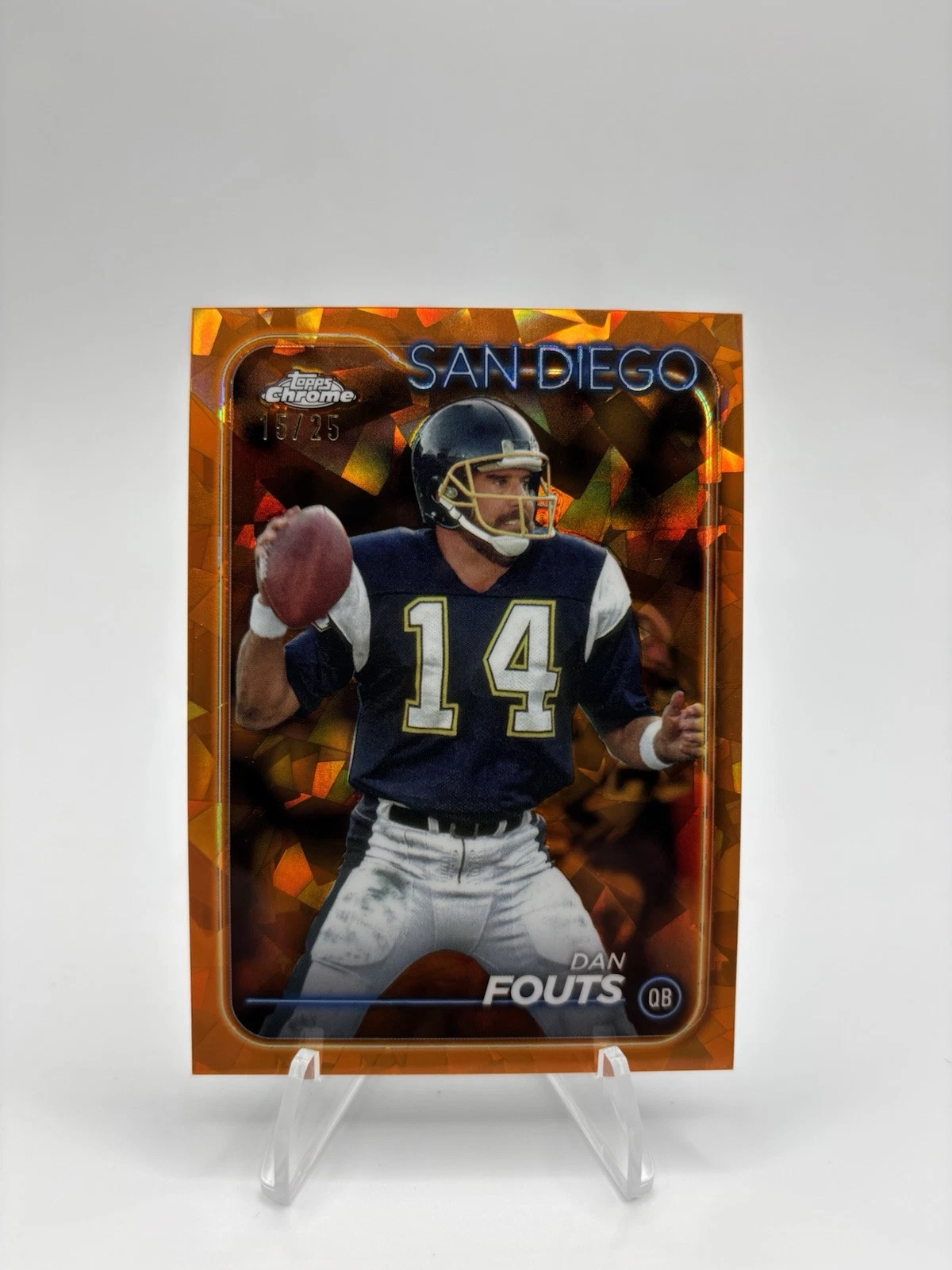 2024 Topps Chrome Sapphire Football Dan Fouts Orange /25 HOF Chargers #172