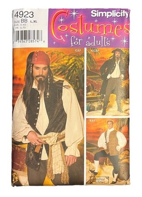 Simplicity 4923 Sewing Pattern BB L,XL Jack Sparrow Costumes Men Pirate UNCUT