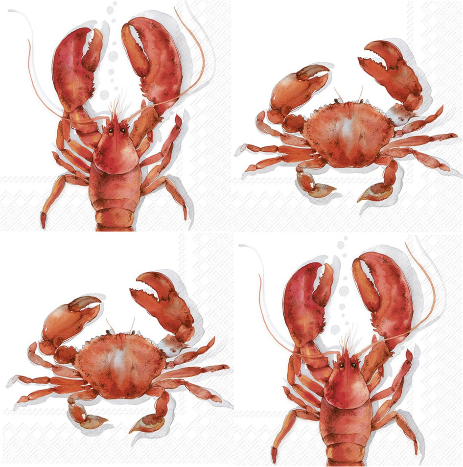 4 x Mixed Set Paper Napkins/3Ply/33cm/Decoupage/Sea Creatures/Lobster/Crab