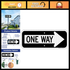 Right Arrow One Way Sign - 18x6" Reflective Aluminum, Rust-Free, Weather Resista