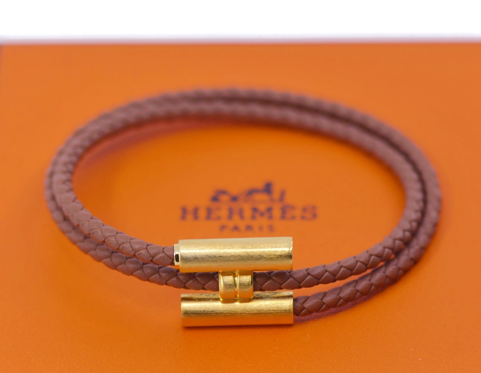 Hermes Tournis H Cord Leather Bracelet for Men and Women