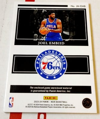 Joel Embiid 2023-24 Panini Noir Jumbo Materials Jersey Patch /99