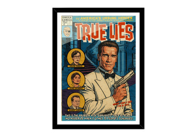 True Lies Retro 90s Comic Art Poster | Limited Edition | Arnold Schwarzenegger A3