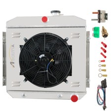 Aluminum Radiator for Chevy Bel Air 1955-1957 One Fifty Two Ten 3 Row Shroud Fan