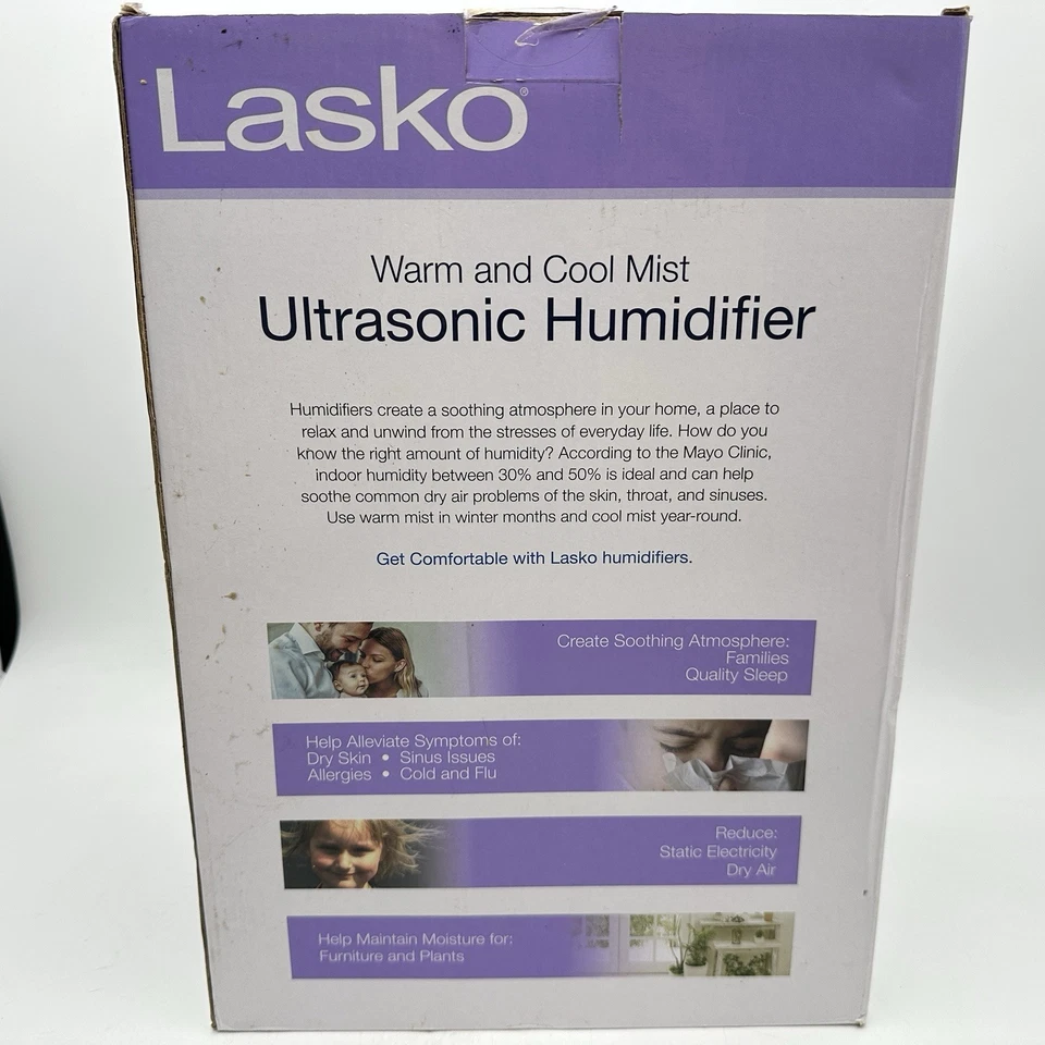 Lasko UH300 Warm and Cool Humidistat and Timer, Quiet No Filter, White - Image 2 of 4