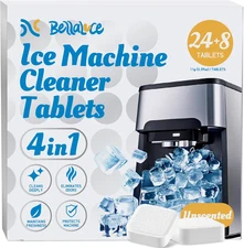 Ice Machine Cleaner Tablets Descaler (32 Pack) – Nickel-Safe Countertop Portable