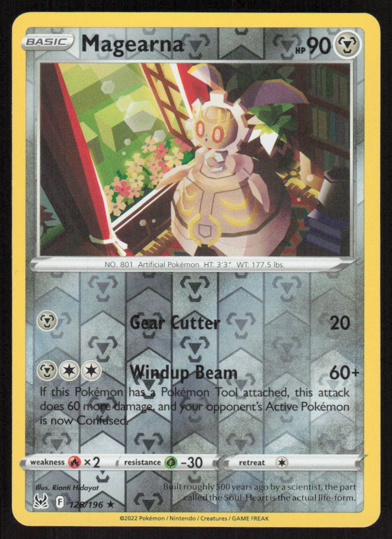 Pokemon Magearna Rare 128/196 SWSH11: Lost Origin Reverse Holofoil NM