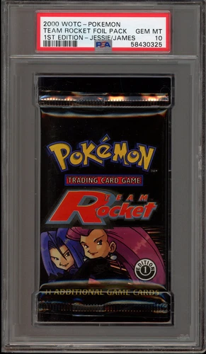 Pokemon Team Rocket 1st Edition Jessie/James Art Sealed Booster Pack PSA 10