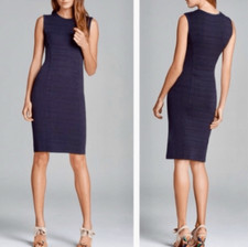 Tory Burch Navy Dress Penelope Pointelle Knit Lined Bodycon Midi Size S