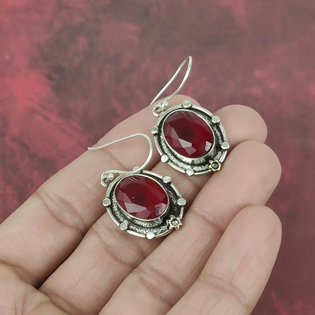 Amazing Ruby Lab-Created Gemstone Handmade 925 Sterling Silver