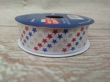 New Stars America Ribbon 7/8 x 6 YD Wreath Crafts Bows Red White Blue USA Flag