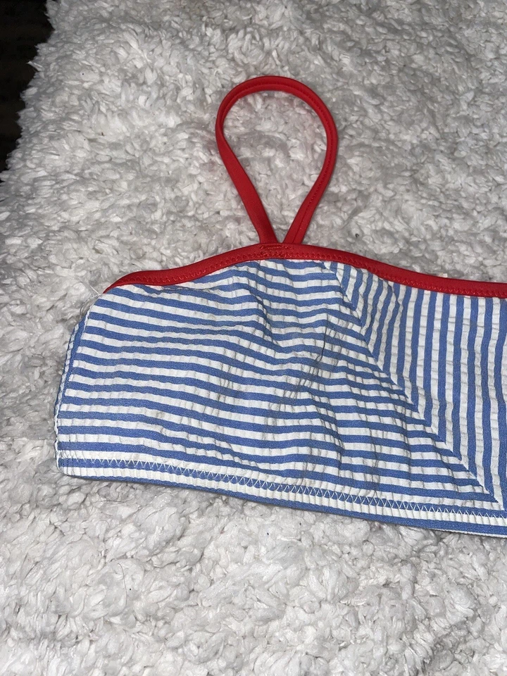 Crewcuts Girls Sz. 8 Blue Seersucker Style Bikini Top. Cute - Image 3 of 4