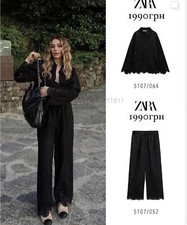 ZARA WOMAN SS23 PANTS WITH OPENWORK EMBROIDERY BLACK 5107/052