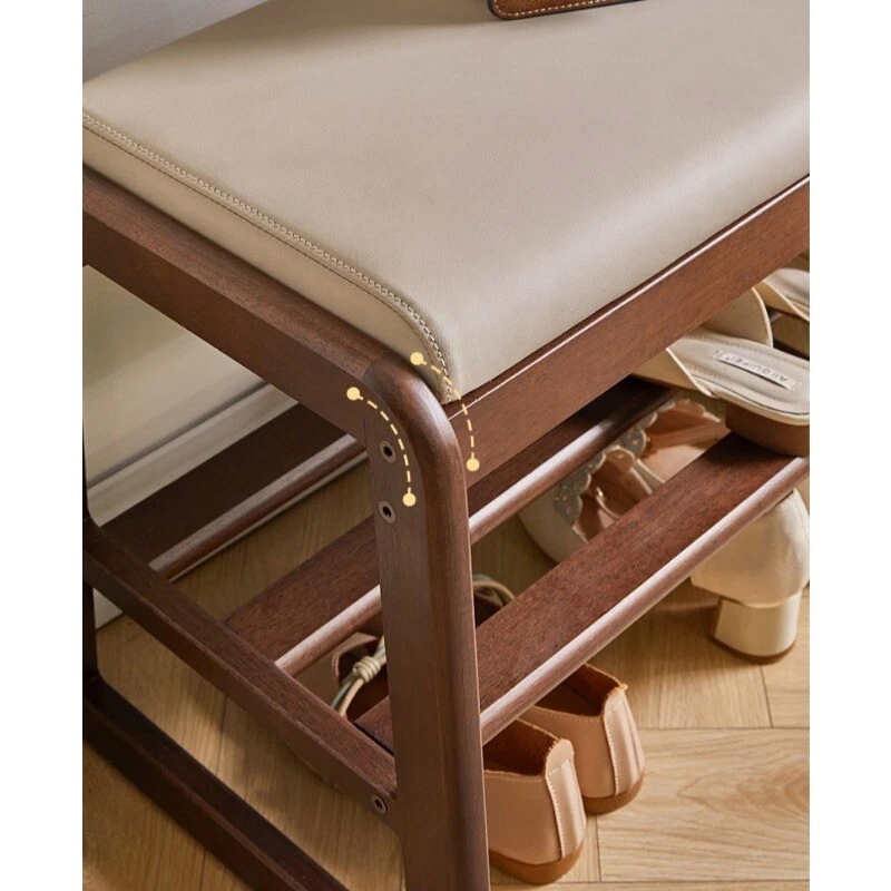 Household solid wood shoe cabinet changing stool can sit rack entrance storage - Image 4 of 4