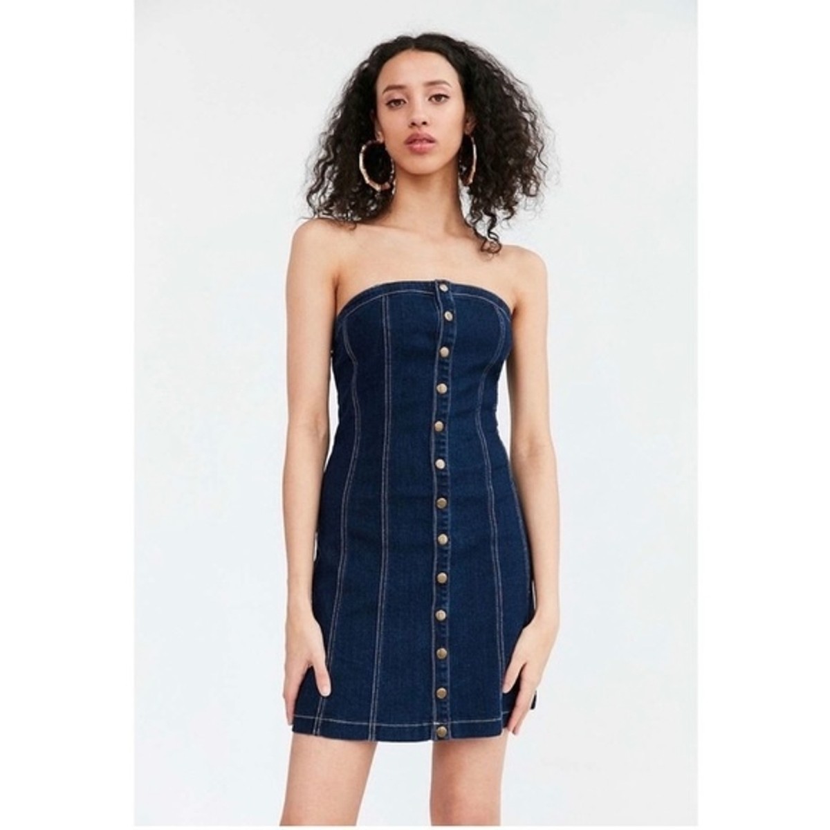 BDG URBAN OUTFITTERS NWT Denim Button Down Strapless Mini Dress | eBay