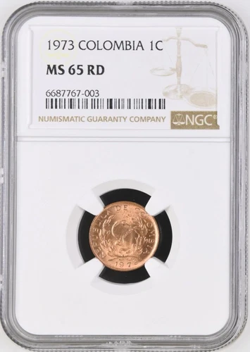 Colombia 1 Centavo 1973 NGC MS 65 RD